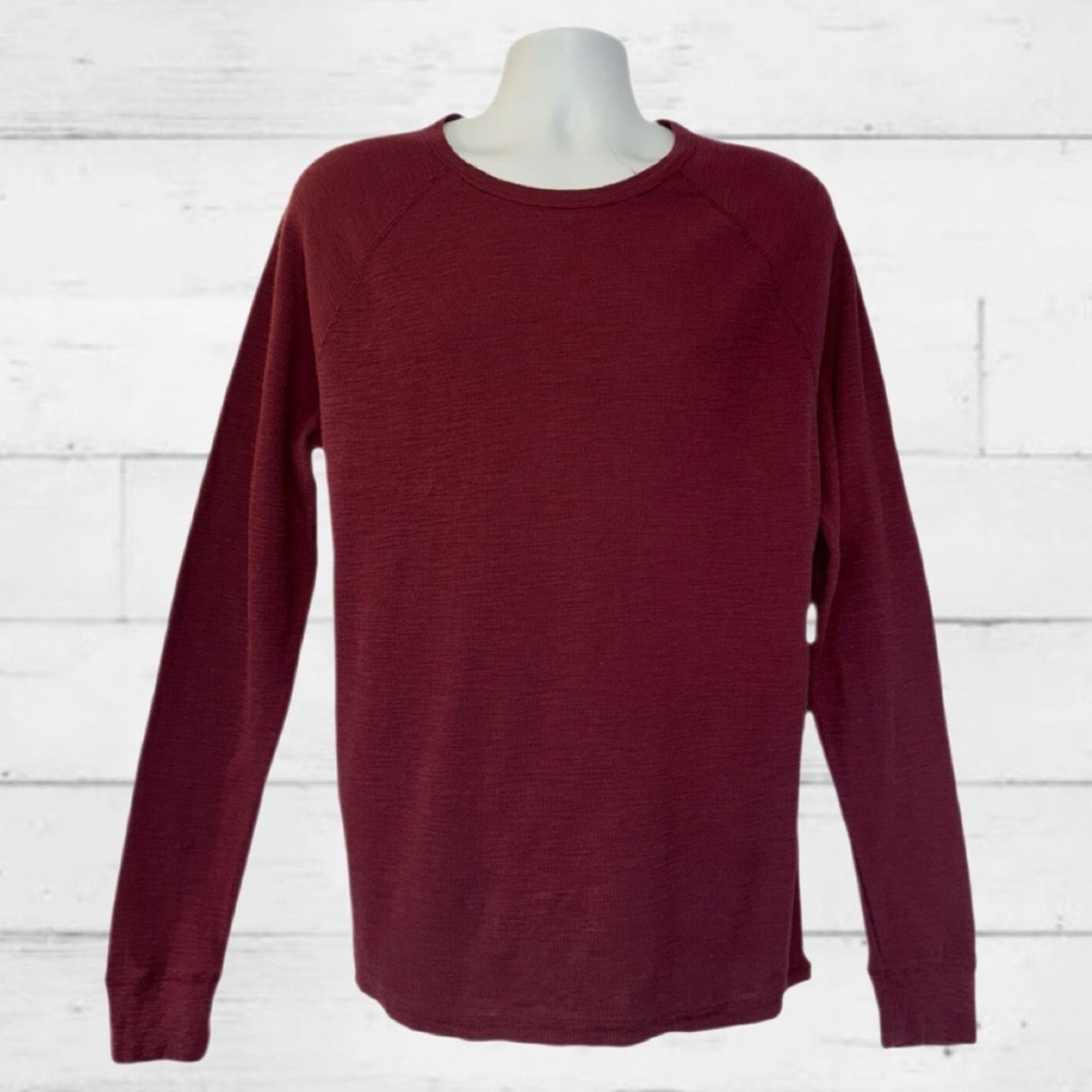 Lucky Brand Men’s Lived-In Thermal Crewneck LongSleeve Shirt Burgundy Size Large